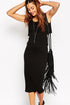 Sexy Black Double Layer Side Cutout Midi Dress